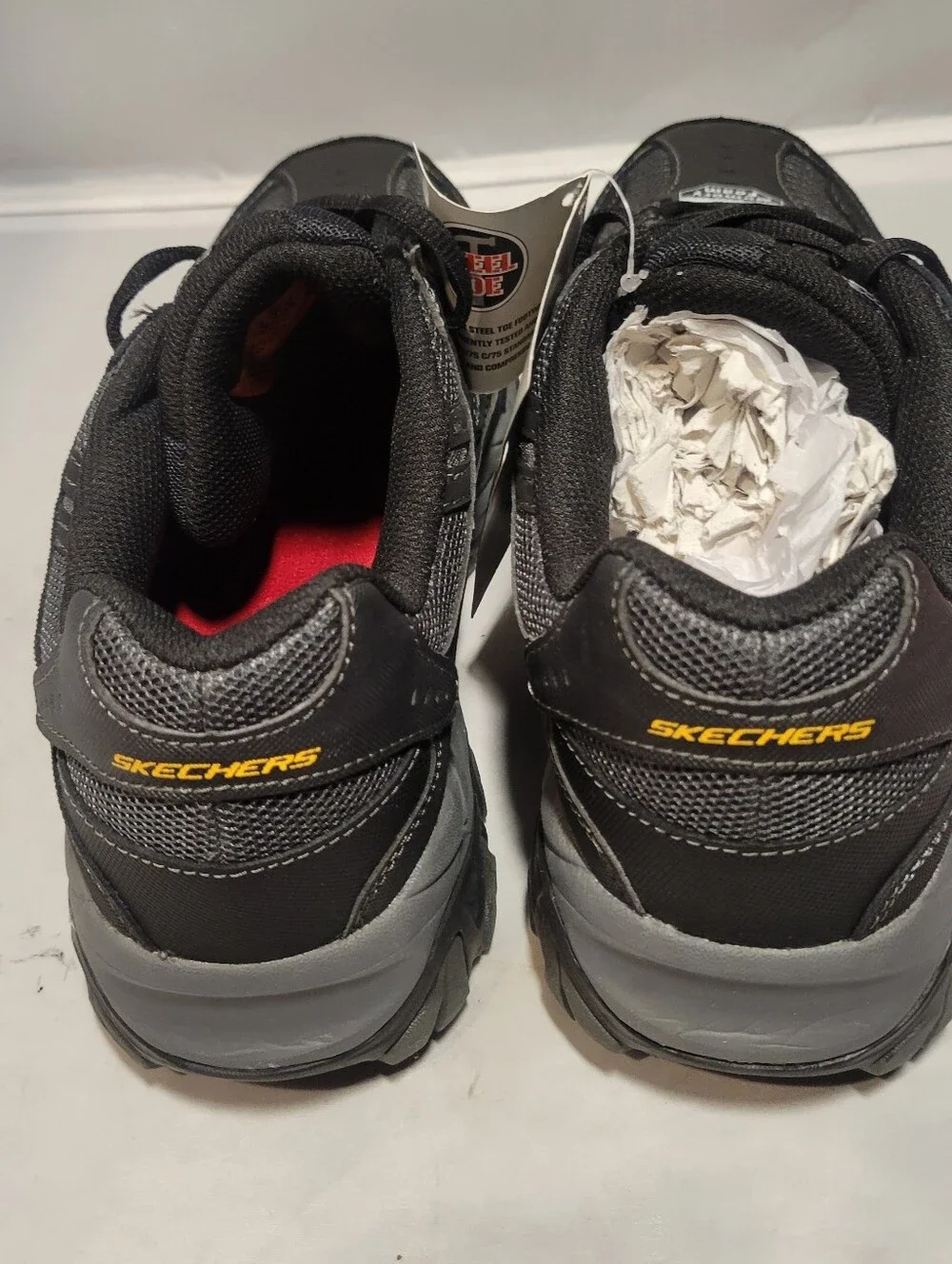 Men's 11 Skechers Steel Toe Shoes Work Cankton 77055/BKCC Black …F4